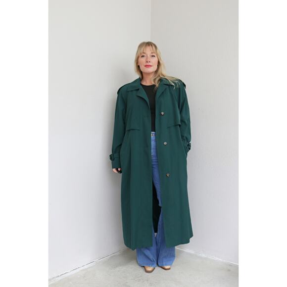 1980's Vintage Classic Evergreen Full Length Belted Trench Coat ~ Women's MD LG - Picture 4 of 11